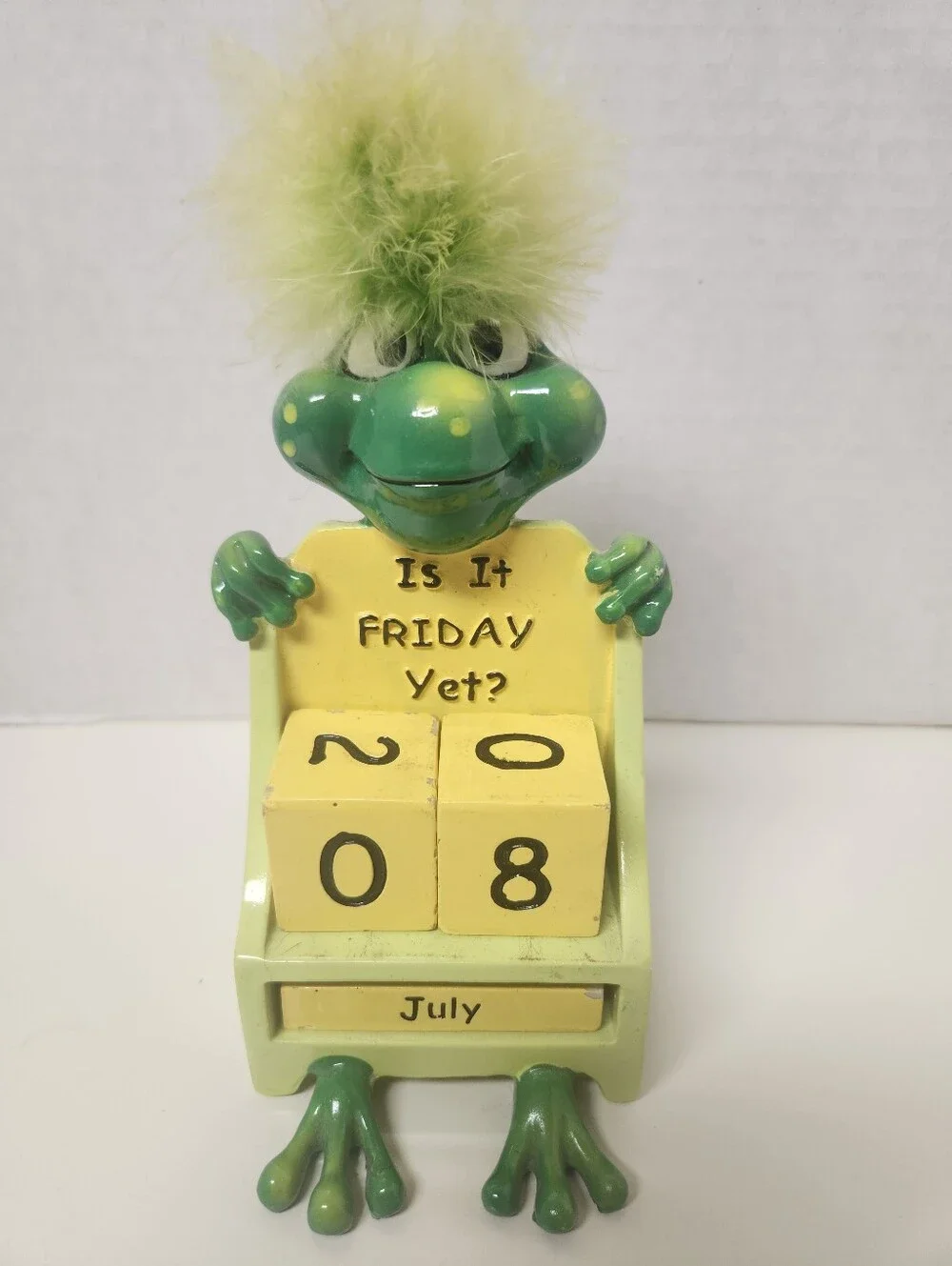 Vintage J&D Designs Ceramic Green Frog Perpetual Calendar